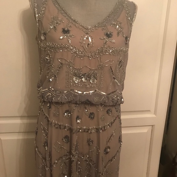 Adrienne Papell Beaded Blouson Evening Gown - Picture 4 of 13